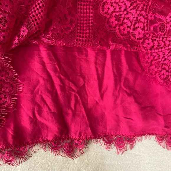 Anthropologie Maeve Open Back Lace Mini Dress 12 Red LS Pockets Mock Neck NWT - Picture 7 of 16